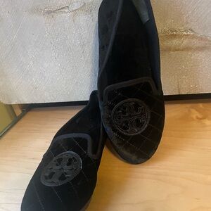 Tory Burch Black Velvet  Slip-Ons